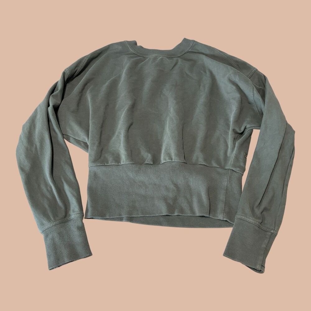 Athleta Sweatshirt Womens S Green Crewneck Oversized Long Sleeve Pullover